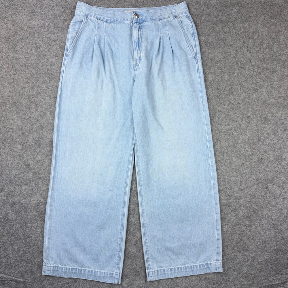 Madewell Jeans Womens 27P Harlow Wide Leg Trouser Light Wash High Rise Pleated